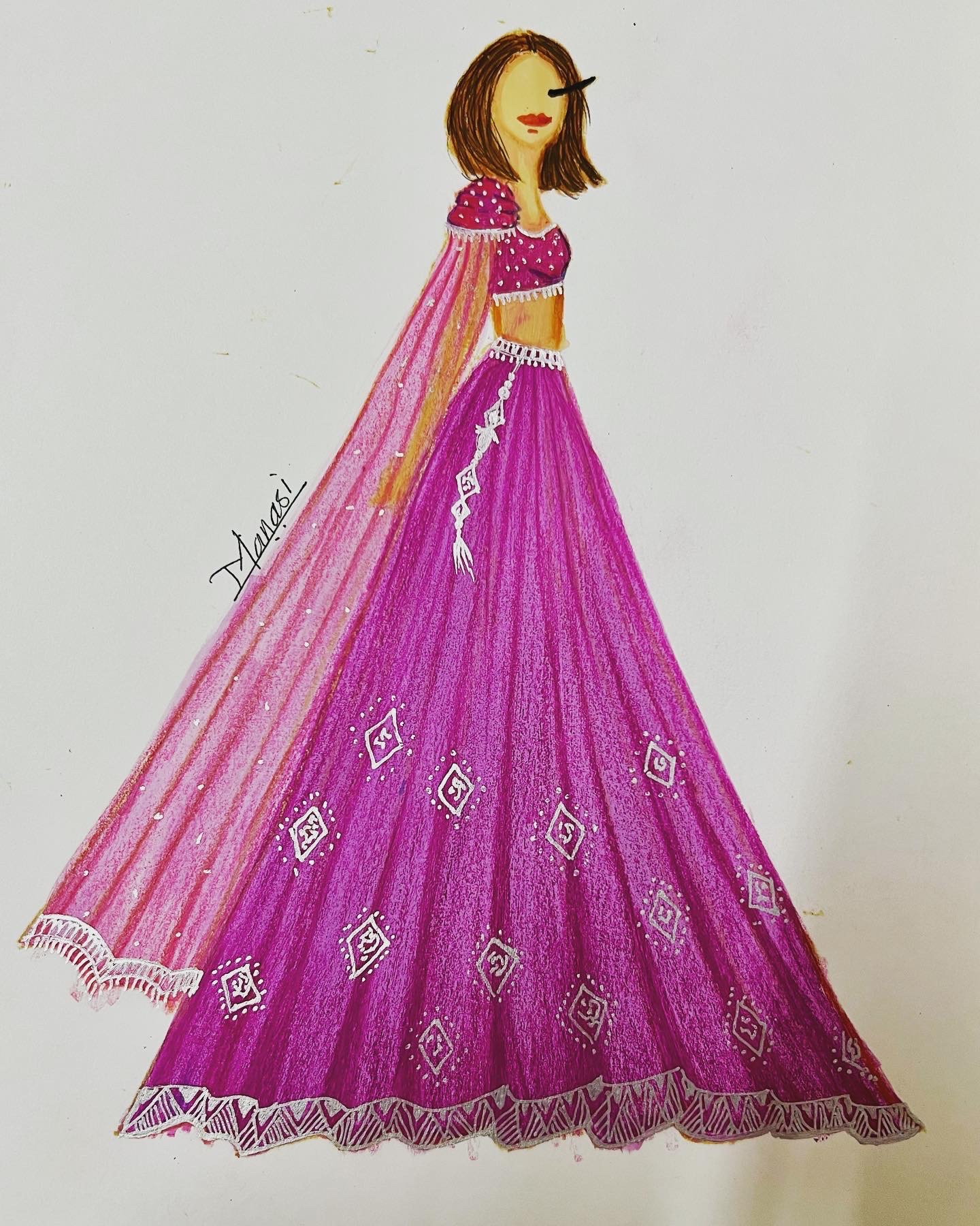 Priyanka Bothra on LinkedIn: A fashion illustration of Contemporary lehenga  Inspired by Mandal Art.