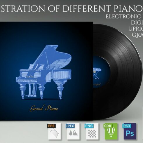 4 illustration of different piano cover image.