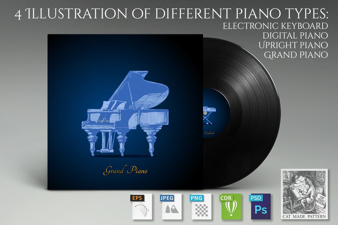 4 illustration of different piano cover image.