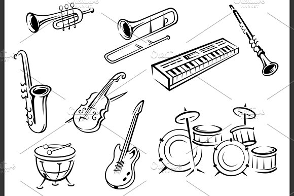 Outline musical instruments cover image.