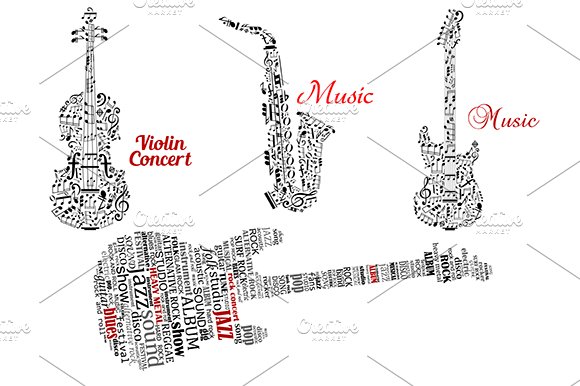 Word clouds and notes in instruments cover image.