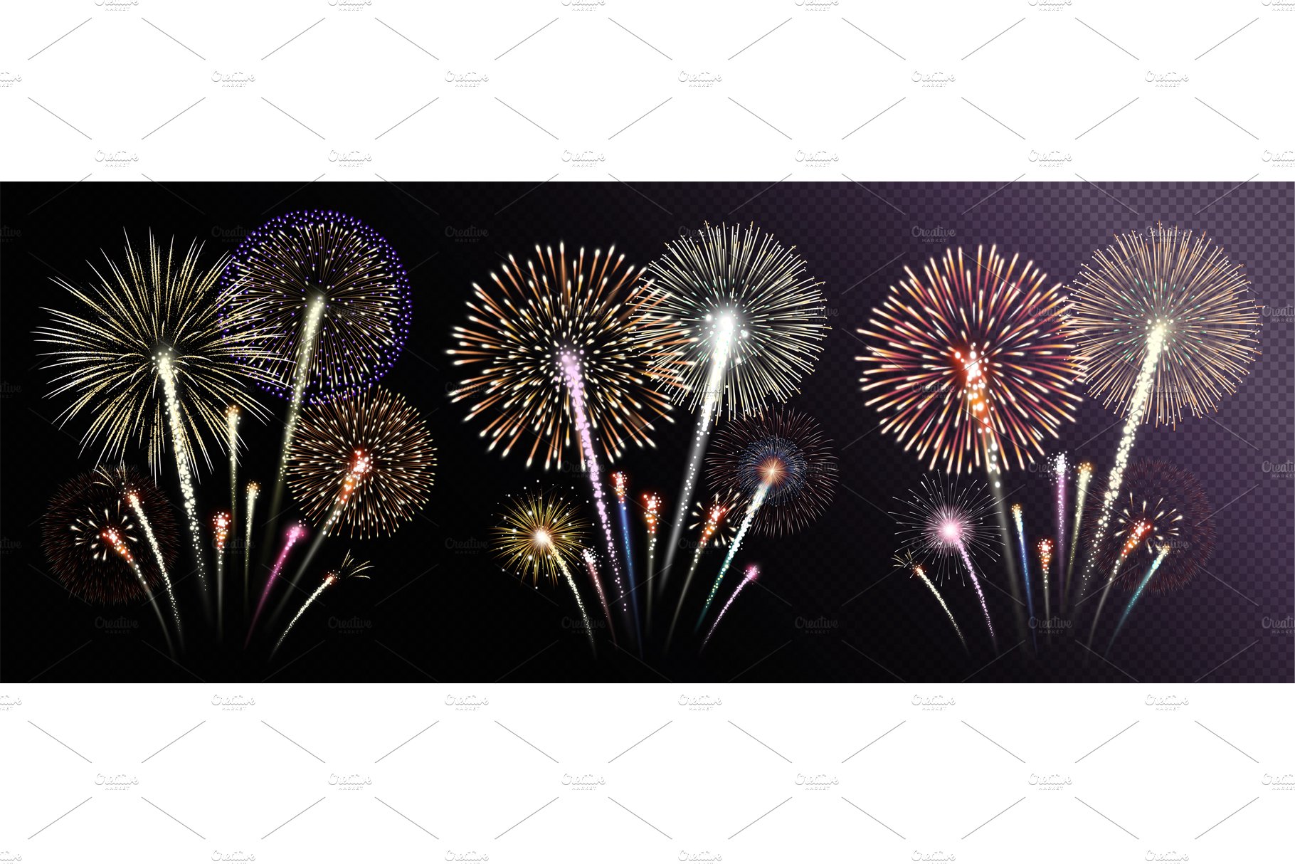 Realistic fireworks isolated cover image.