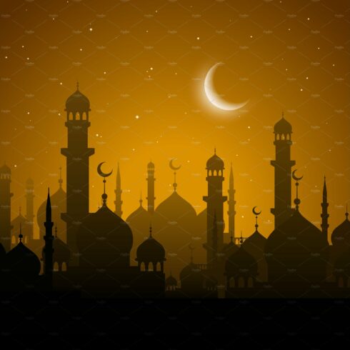 Ramadan Kareem holiday sunset cover image.