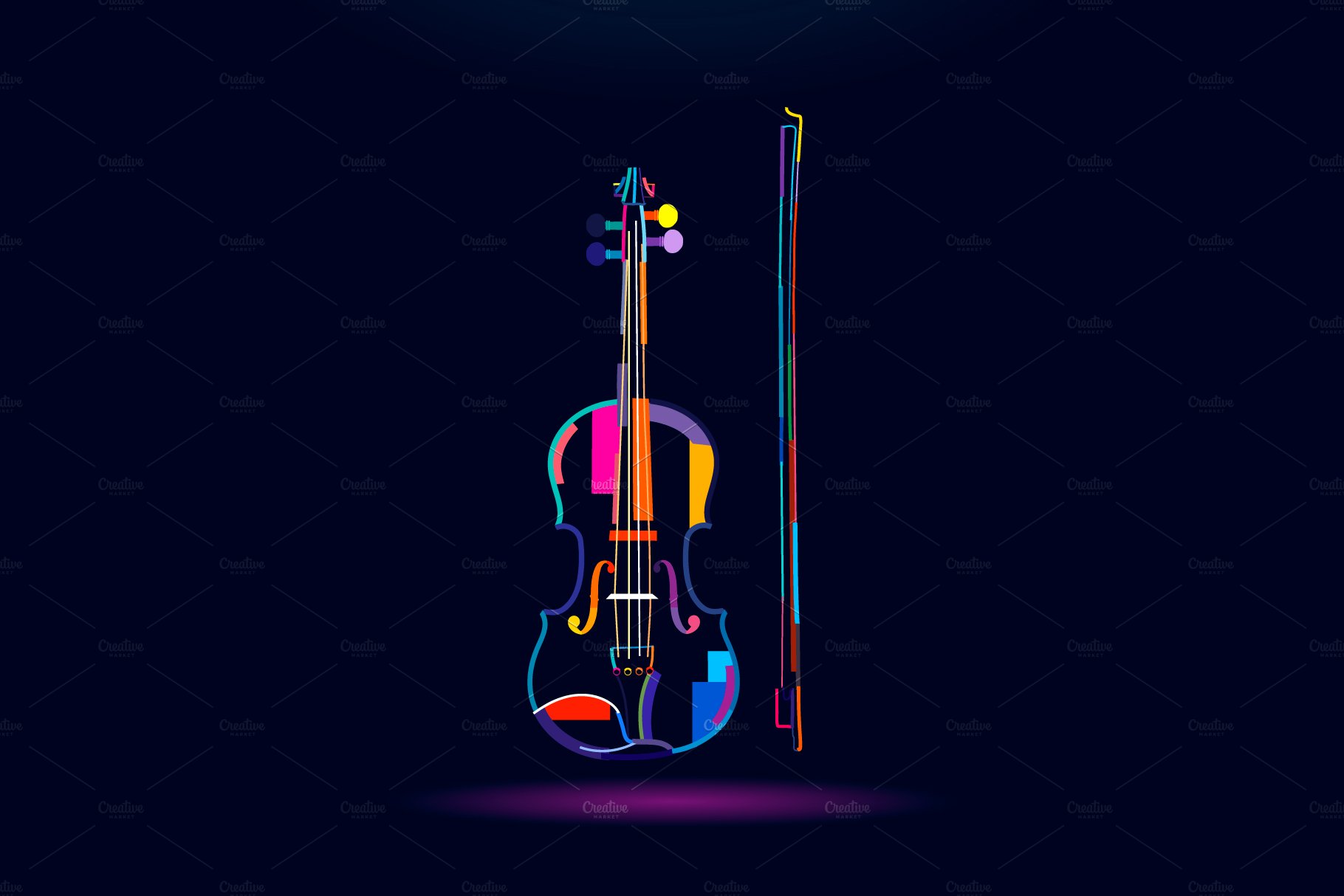 Violin with bow, abstract cover image.