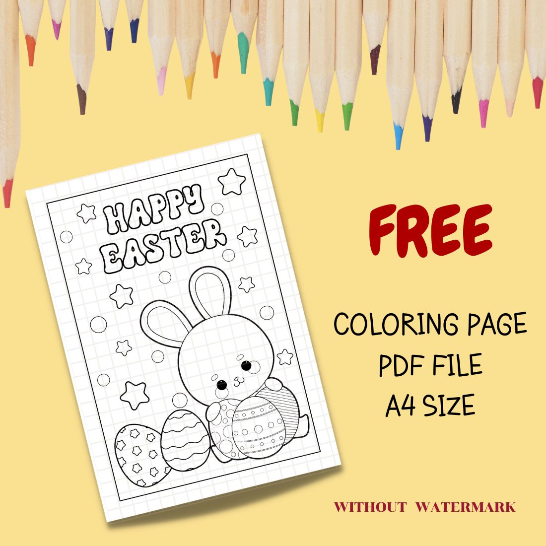 FREE HAPPY EASTER COLORING PAGE cover image.