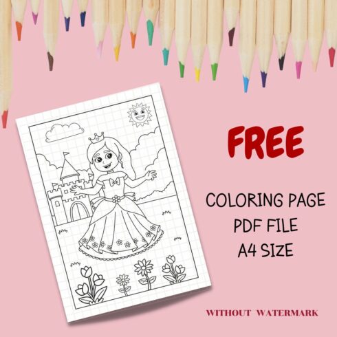 FREE PRINCESS COLORING PAGE cover image.