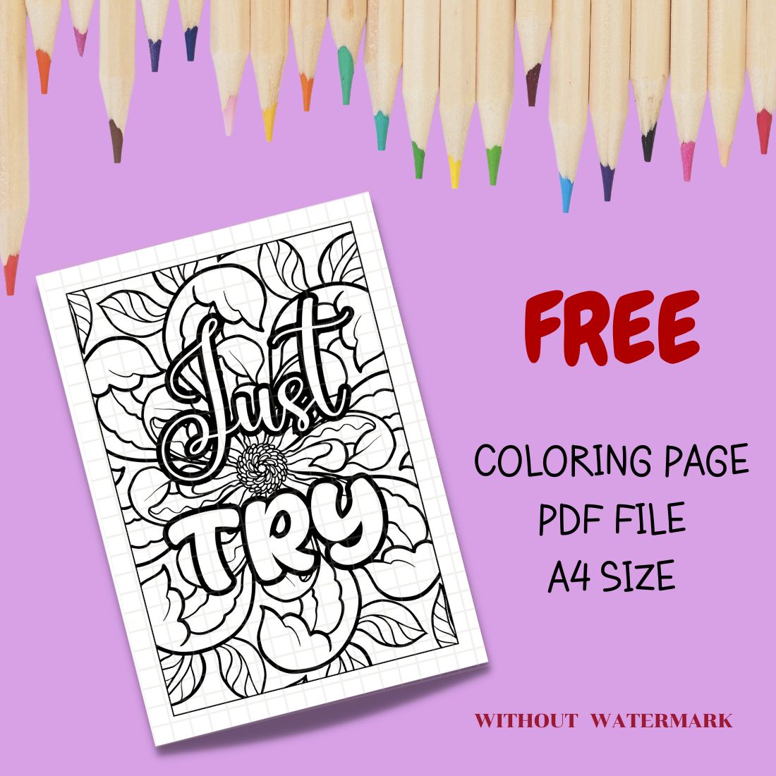 FREE MOTIVATION QUOTE COLORING PAGE cover image.