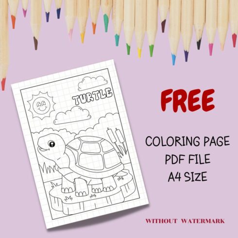 FREE TURTLE COLORING PAGE cover image.