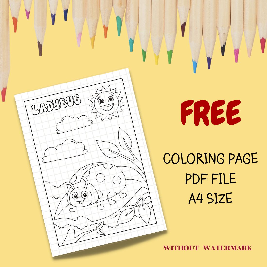 FREE LADYBUG COLORING PAGE cover image.