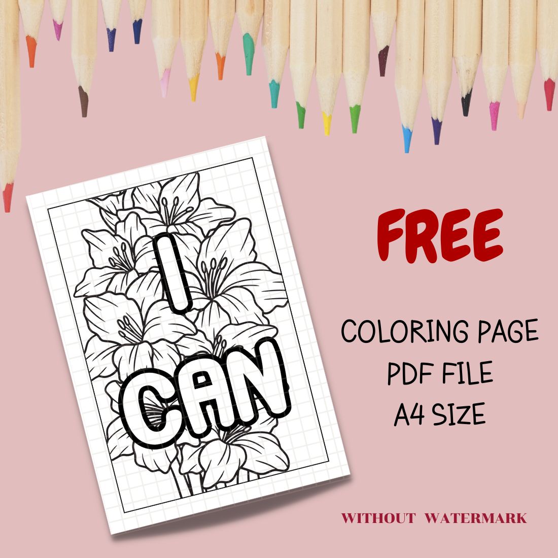 FREE MOTIVATION QUOTE COLORING PAGE cover image.