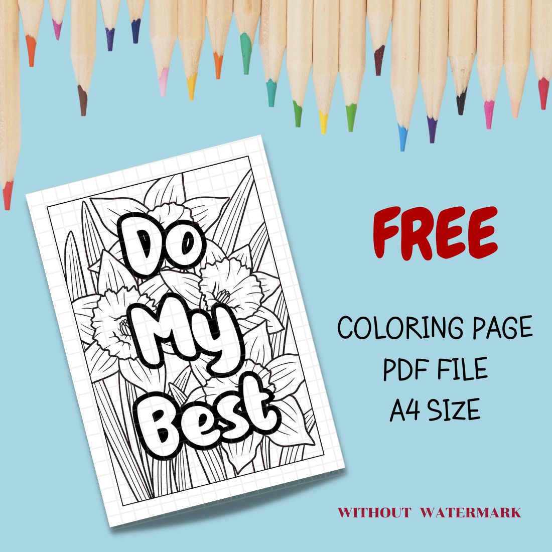 FREE MOTIVATION QUOTE COLORING PAGE cover image.