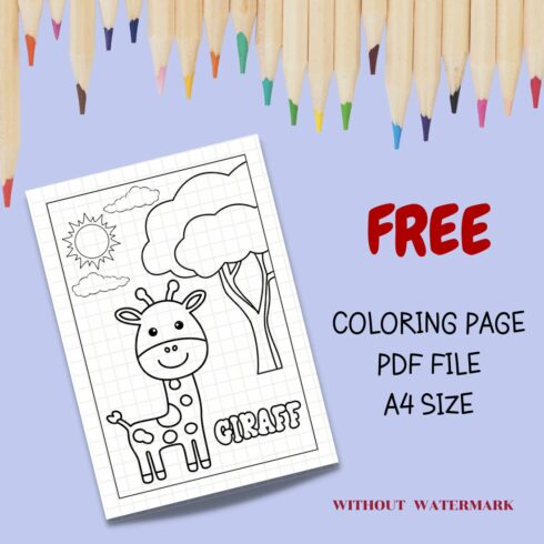 FREE GIRAFF COLORING PAGE cover image.