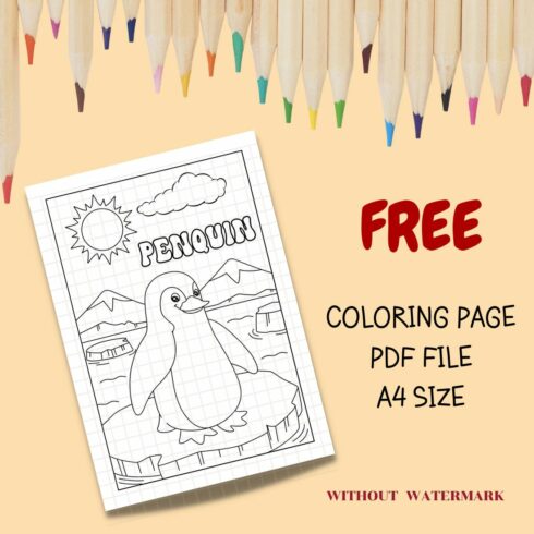 FREE PENQUIN COLORING PAGE cover image.