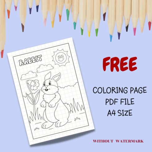 FREE RABBIT COLORING PAGE cover image.