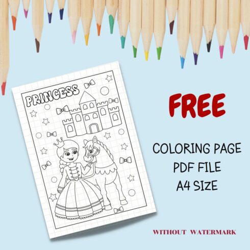 FREE PRINCESS COLORING PAGE cover image.