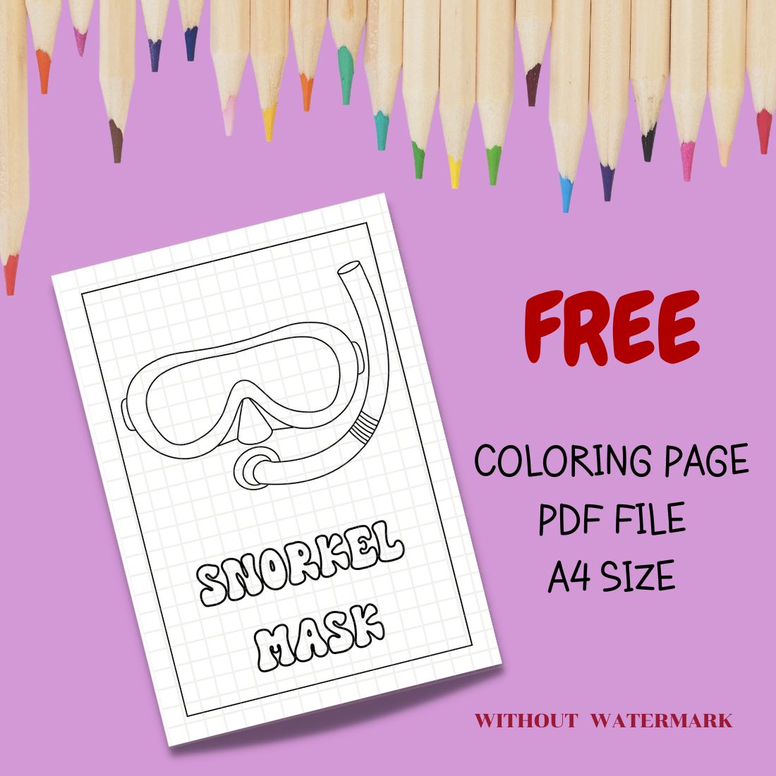 FREE SNORKEL MASK COLORING PAGE cover image.