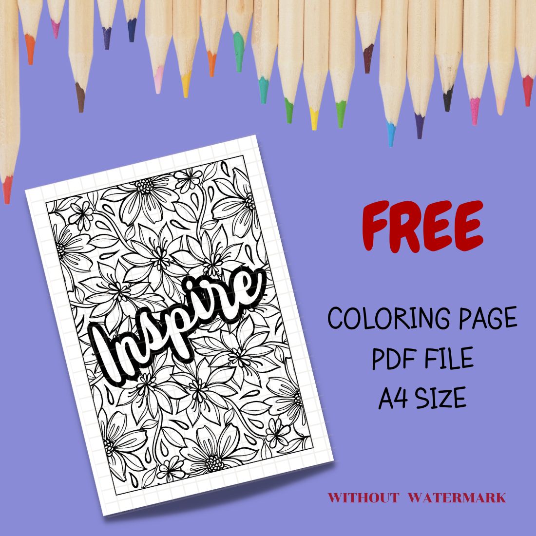 FREE MOTIVATION QUOTE COLORING PAGE cover image.