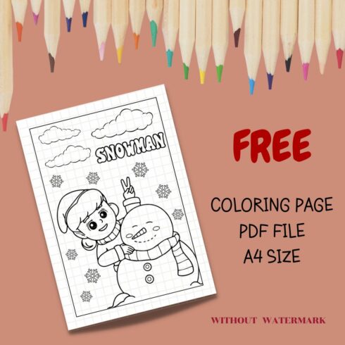 FREE SNOWMAN COLORING PAGE cover image.