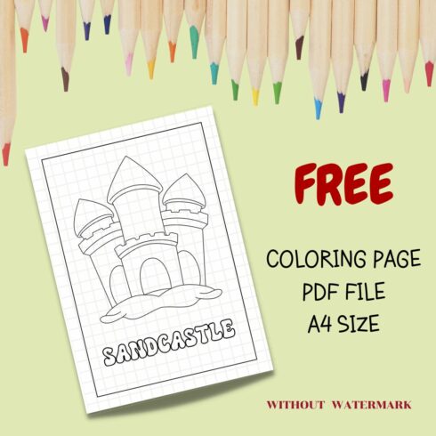 FREE SANDCASTLE COLORING PAGE cover image.