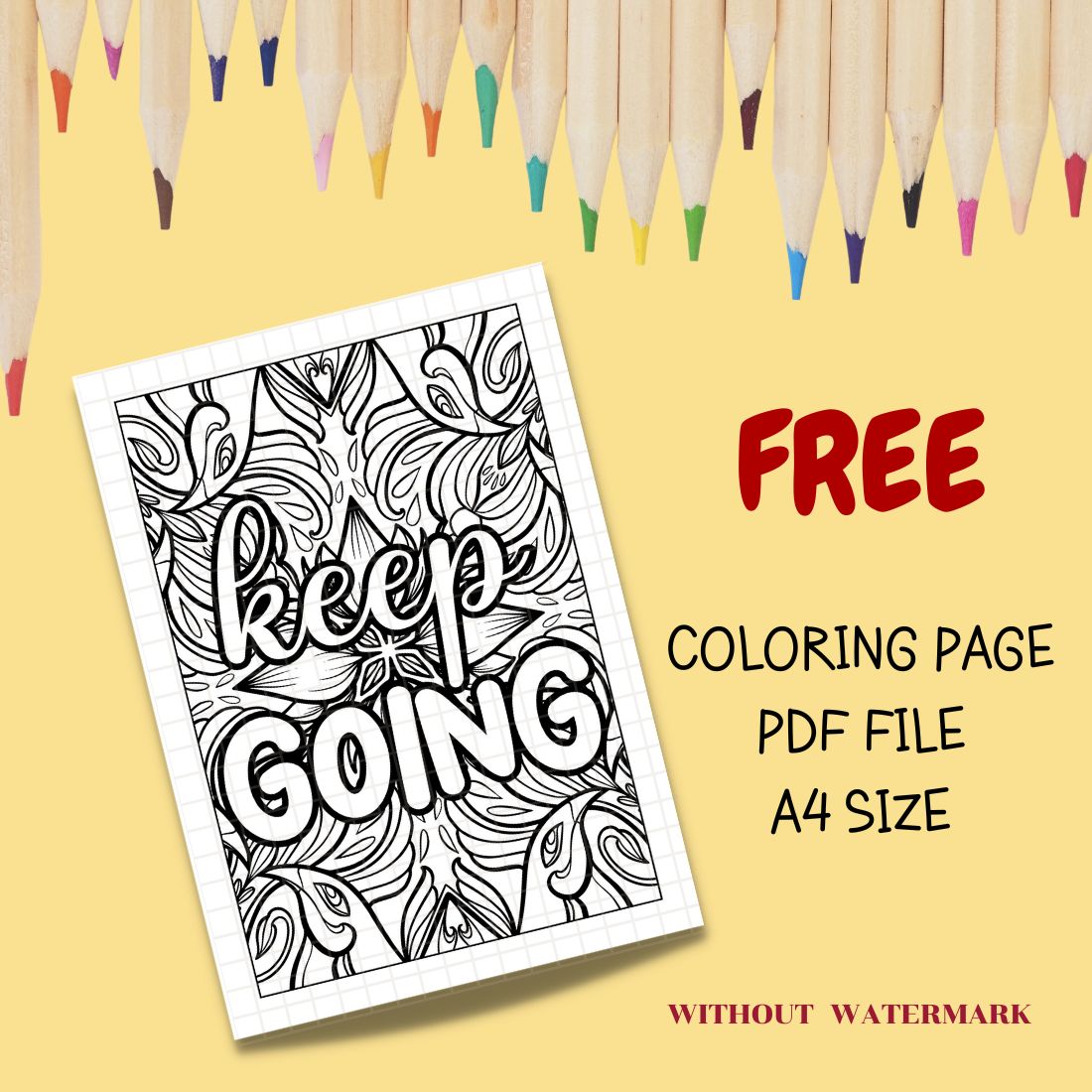 FREE MOTIVATION QUOTE COLORING PAGE cover image.