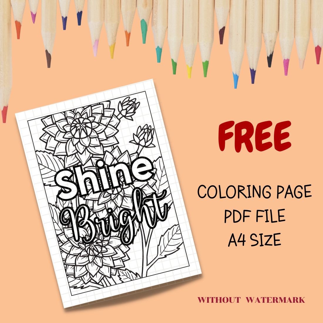 FREE MOTIVATION QUOTE COLORING PAGE cover image.