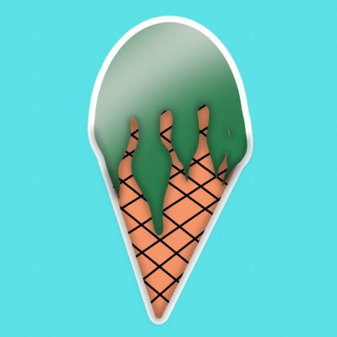 Mint Ice Cream Cone Sticker cover image.
