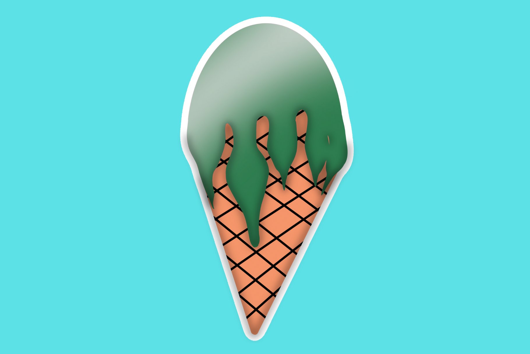 Mint Ice Cream Cone Sticker cover image.