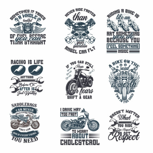 Motorcycle Tshirt Design Bundle Template cover image.