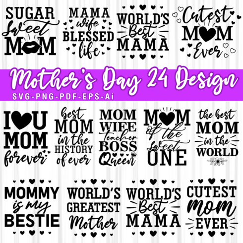 Mothers Day SVG Bundle, Funny Mom Life Quotes SVG Bundle cover image.