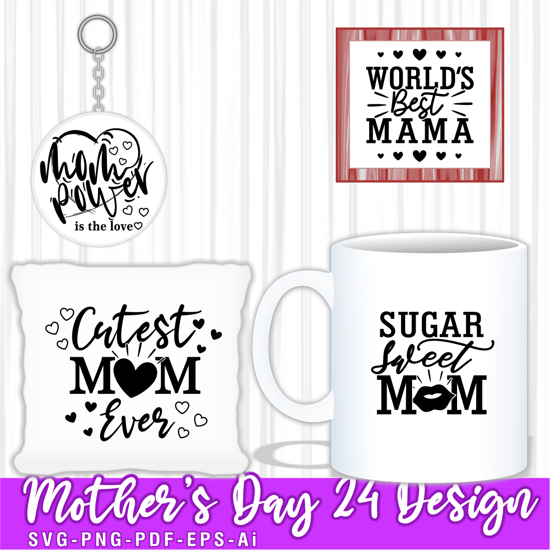 Mothers Day SVG Bundle, Funny Mom Life Quotes SVG Bundle preview image.