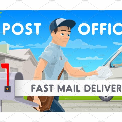 Fast mail delivery, postman cover image.