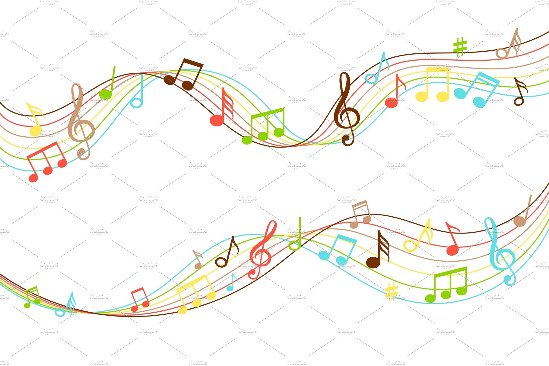 Musical flow. Vibrant color music cover image.