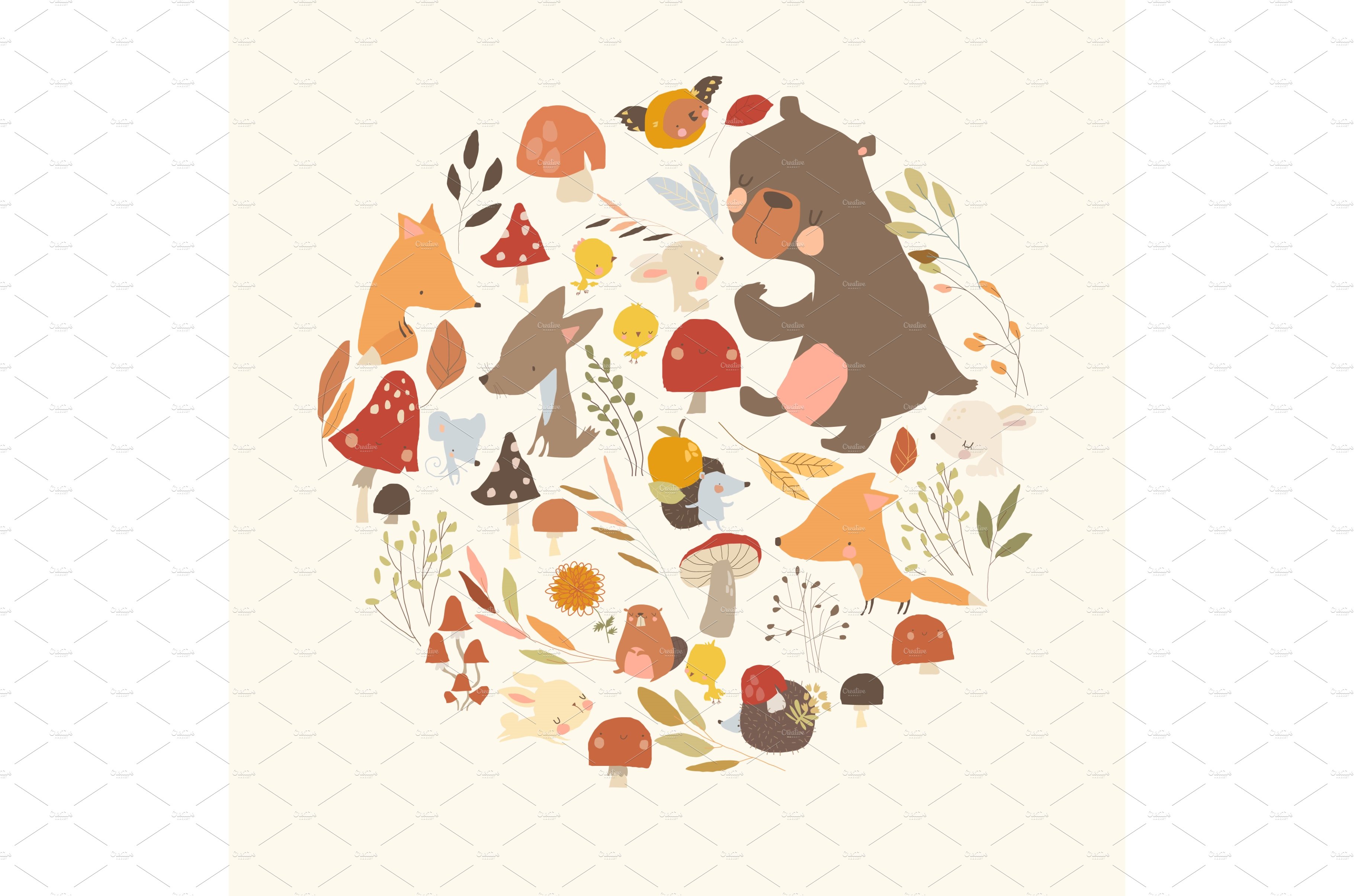 Autumn Illustration with Group of cover image.