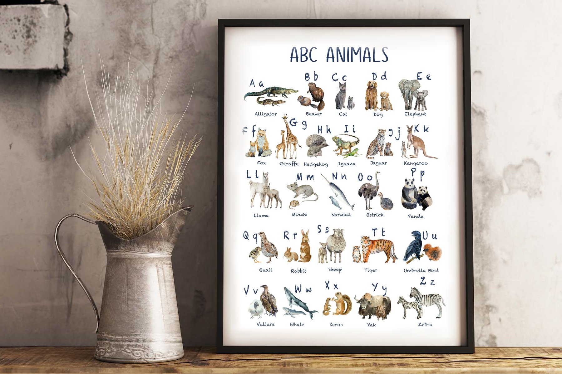 Watercolor Abc Animals Posters cover image.