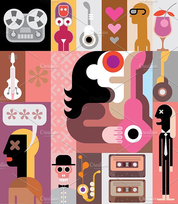 Music Pop Art Collage vector artwork preview image.