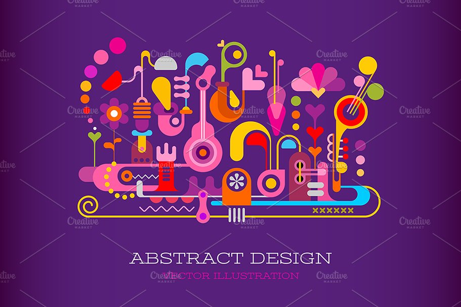 4 Abstract Music Vector Backgrounds preview image.