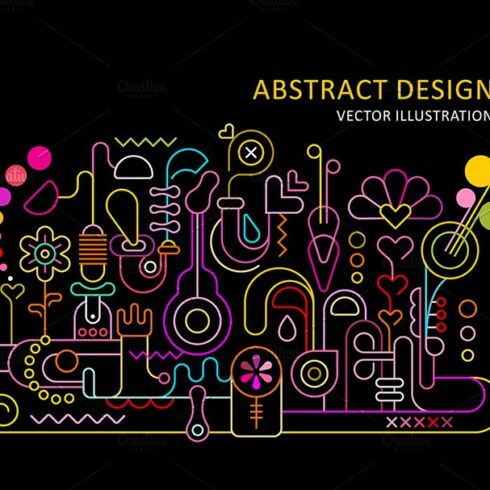 Abstract Design Neon vector poster cover image.