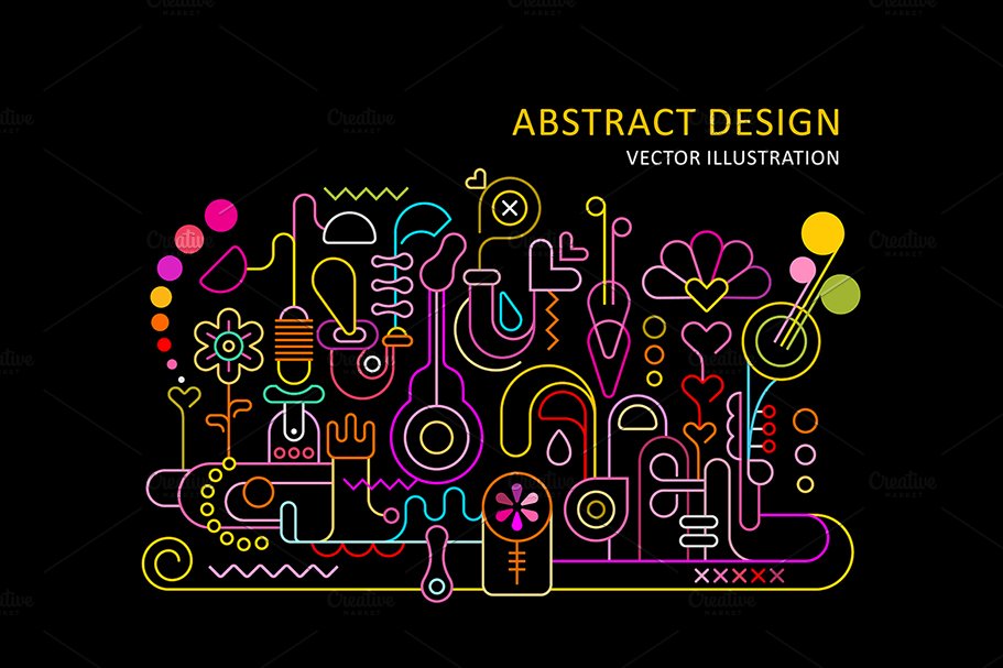 Abstract Design Neon vector poster cover image.