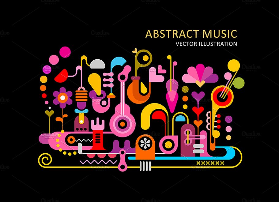 4 Abstract Music Vector Backgrounds cover image.