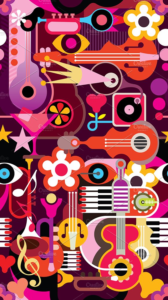 Musical Theme seamless vector design preview image.