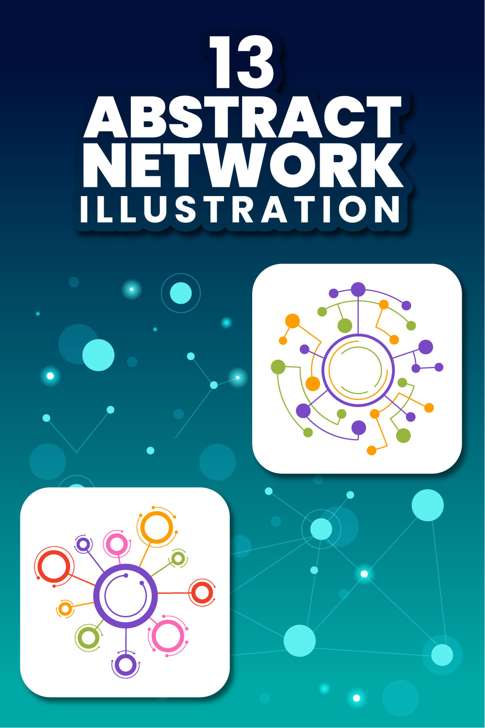 13 Abstract Social Network Illustration pinterest preview image.