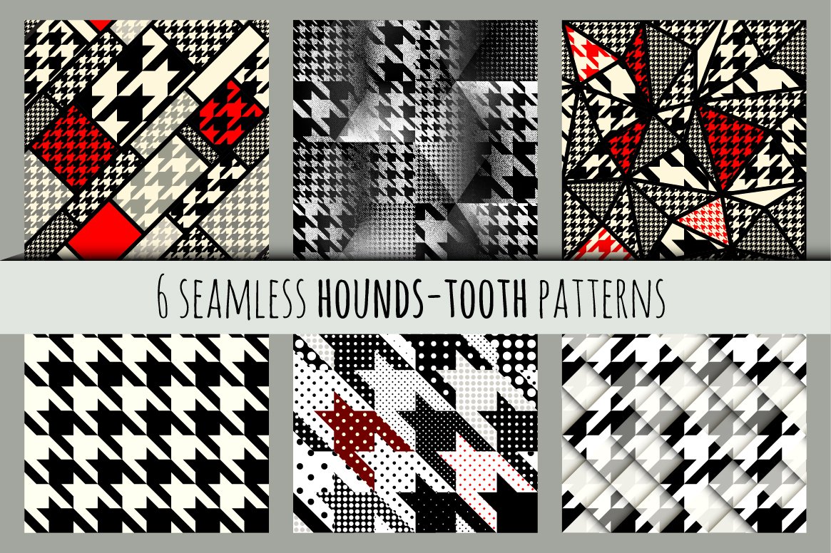 Set of hounds-tooth patterns. cover image.