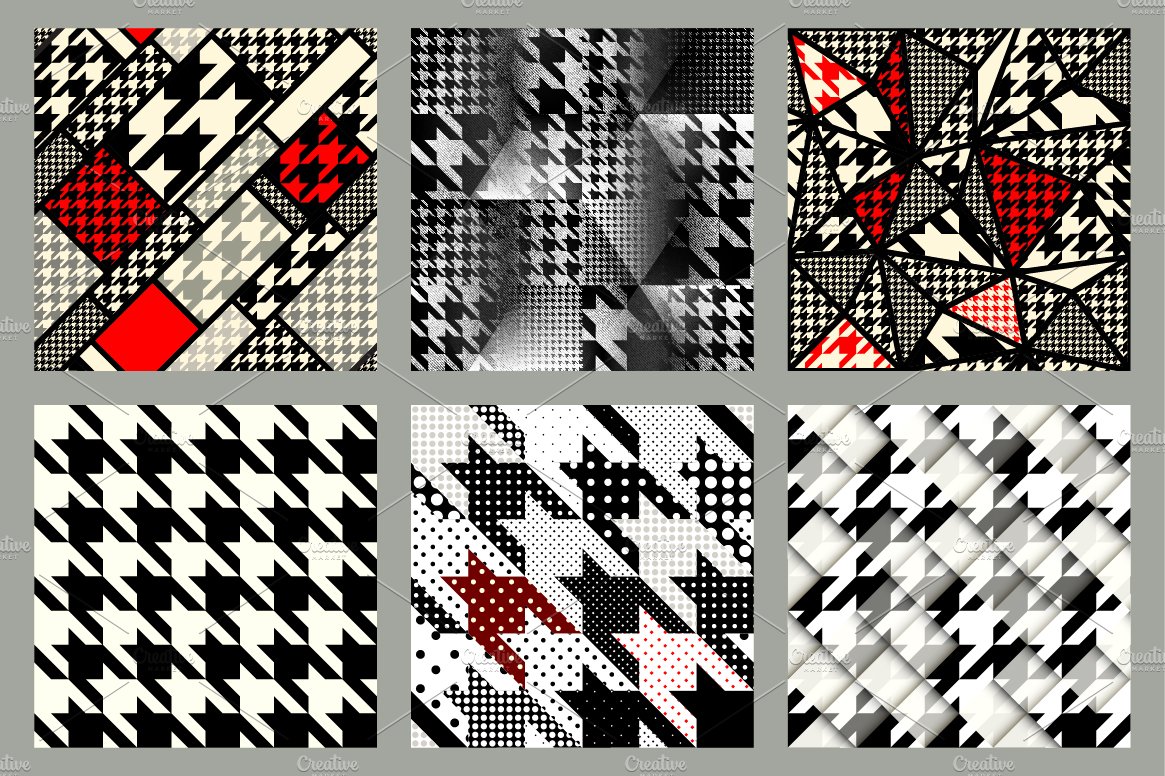 Set of hounds-tooth patterns. preview image.