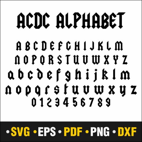ACDC Font Svg, ACDC Alphabets Svg, Australian rock band design, Vector Cut file Cricut, Silhouette, Pdf Png, Dxf, Decal, Sticker, Stencil, Vinyl cover image.