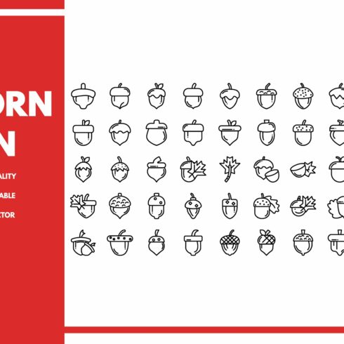 50 Acorn Line Icon cover image.