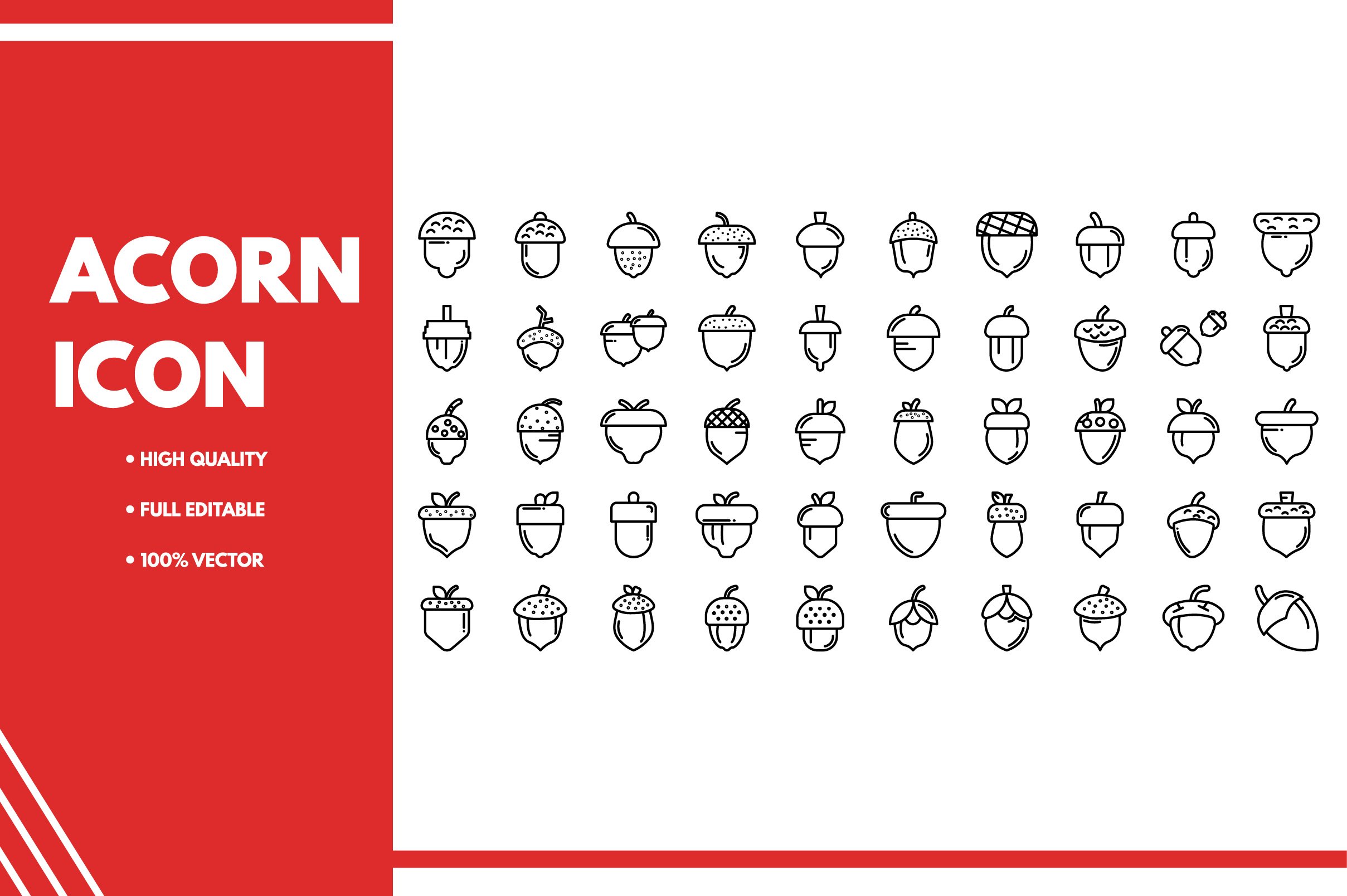 50 Acorn Line Icon cover image.