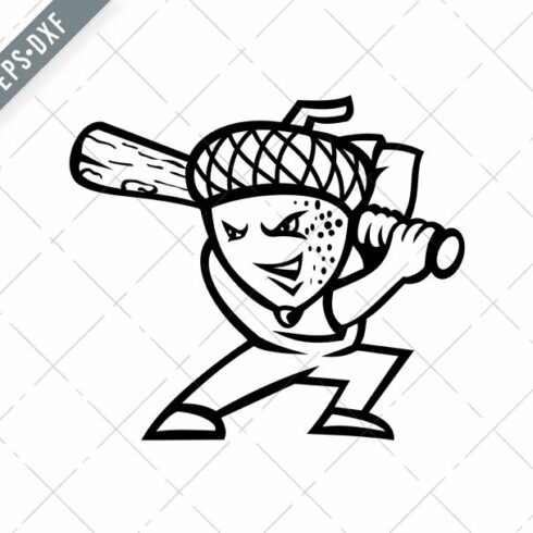 Acorn or Oak Nut Baseball Player SVG cover image.