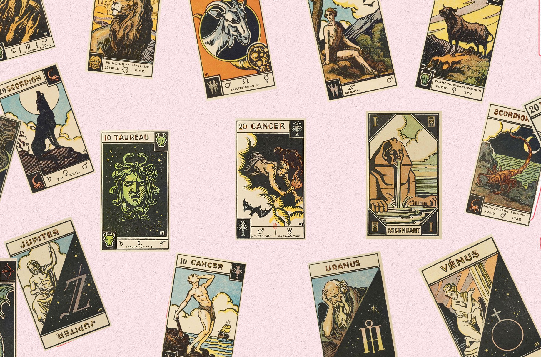 Vintage Tarot Card Illustrations preview image.