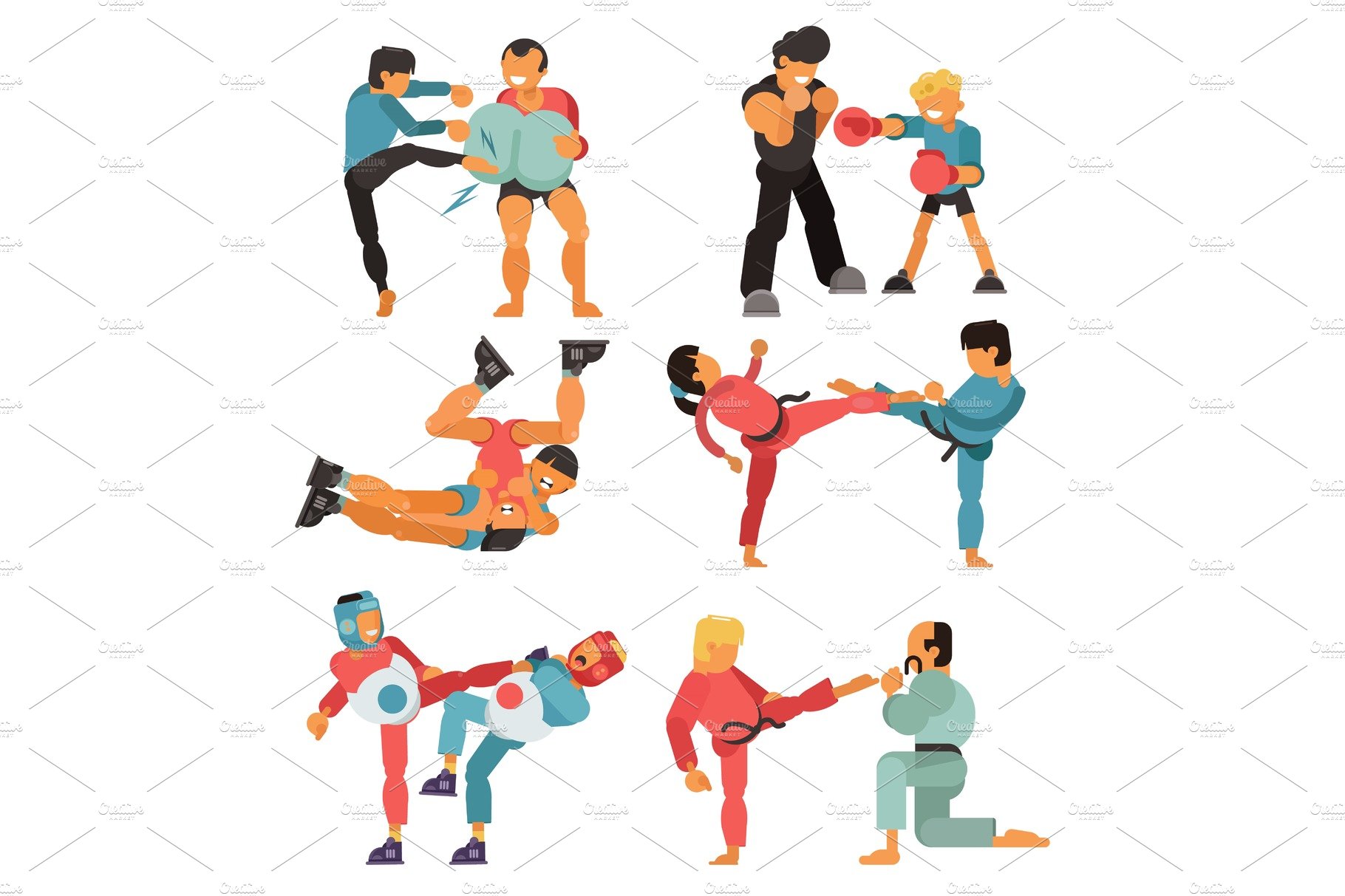 Martial art vector people character cover image.