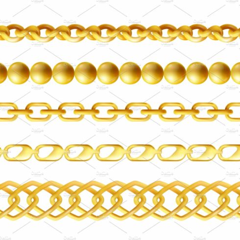 Gold chains seamless borders set cover image.